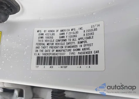 2014 Honda Accord Sport из США, поврежденный, VIN 1HGCR2F56EA272007